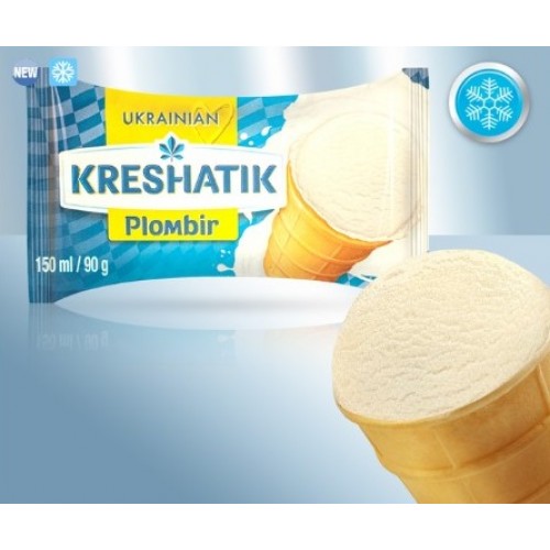 Мороженое с ванильным вкусом, в вафельном стаканчике Крещатик, 90г